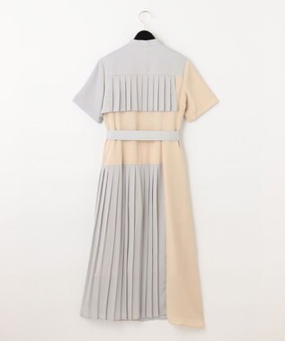 GRACE CONTINENTAL プリーツ配色ワンピース グレー