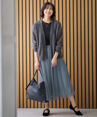 ANY 【洗濯機可】フェザーニットカーディガン チャコール