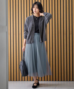 ANY 【洗濯機可】フェザーニットカーディガン チャコール