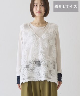 AMERICAN HOLIC 【選べる丈】Ｖネックレースベスト Off White