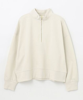 ANY 【洗濯機可】クロップド丈ダンボールハーフジッププルオーバー エクリュ