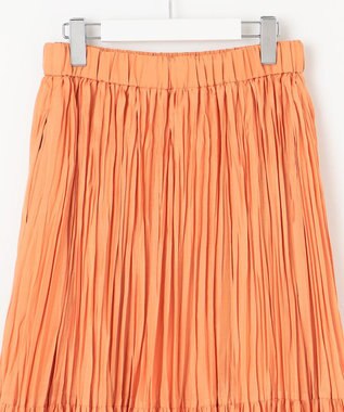 自由区 【接触冷感・洗える】ハンドワッシャープリーツ スカート オレンジ