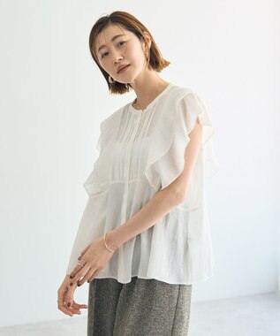 YECCA VECCA シアーラッフルブラウス