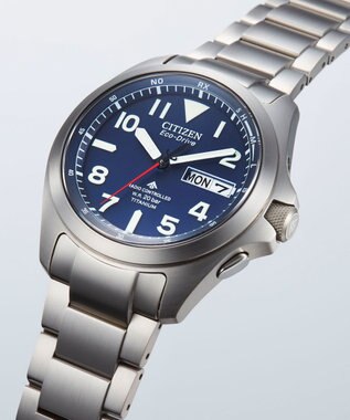 CITIZEN 【電池交換不要 デイ&デイト電波時計】視認性・耐久性を備えたエコ・ドライブ電波時計 LANDシリーズ ブルー