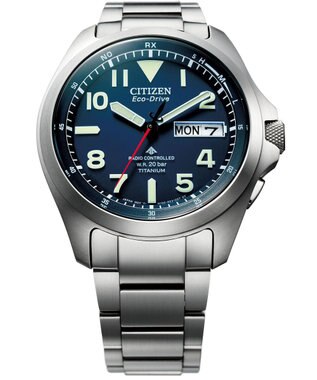 CITIZEN 【電池交換不要 デイ&デイト電波時計】視認性・耐久性を備えたエコ・ドライブ電波時計 LANDシリーズ ブルー