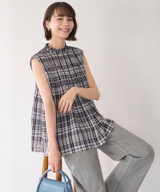 UNFILO 【WEB限定】シアーシャーリングブラウス マドラスチェック