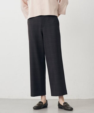アルガンシルク チェック クロップド パンツ
