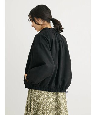 Green Parks スウェード調ギャザーブルゾン Black