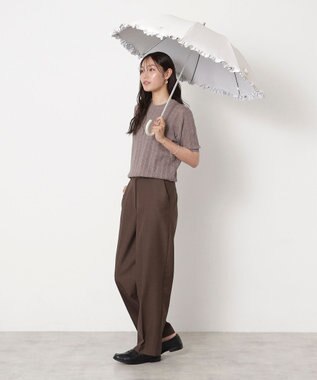 MOONBAT 【一級遮光/晴雨兼用/遮熱/UV】PAUL&JOE ACCESSOIRES(ポール & ジョー)晴雨兼用日傘 クリザンテームワンポイントフリル オフホワイト