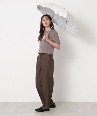 MOONBAT 【一級遮光/晴雨兼用/遮熱/UV】PAUL&JOE ACCESSOIRES(ポール & ジョー)晴雨兼用日傘 クリザンテームワンポイントフリル オフホワイト