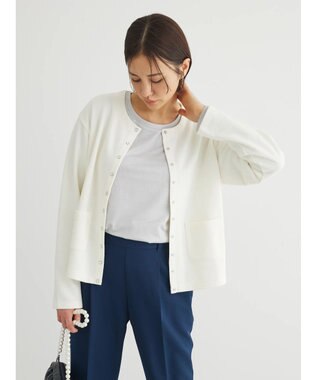 Green Parks 鹿の子カットカーディガン Ecru