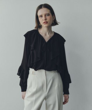 YECCA VECCA シアーラッフルブラウス Brown