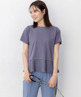 組曲 L クールプレーティング天竺プリーツ カットソー チャコールグレー系