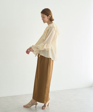YECCA VECCA シアーラッフルブラウス Ivory