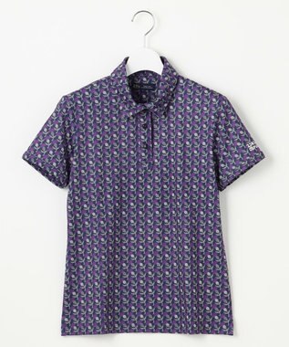 23区GOLF 【WOMEN】【吸水速乾/UVカット】アザミ小紋柄半袖ポロシャツ パープル系5