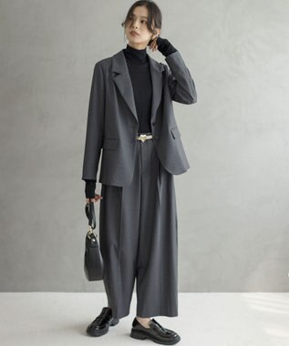 組曲 【加藤ローサさん着用】ハンサムツイル ジャケット チャコールグレー系