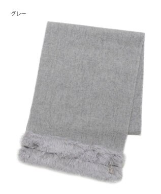 MOONBAT 【WEB限定】FURLA ウール100％×スノートップファーマフラー チャーム付き グレー