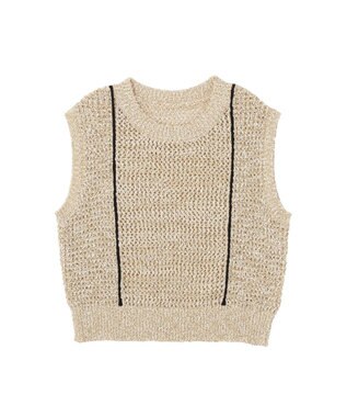 earth music&ecology 配色ラインＭＩＸニットベスト Beige
