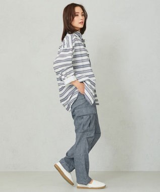 JOSEPH ABBOUD MOUNTAIN 【SPACE／UNISEX】七分袖 ランダムボーダー シャツ ホワイト系2