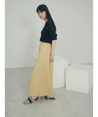 Green Parks ａ．透かし柄ニットプルオーバー Black