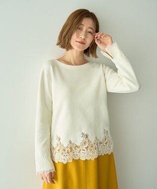 YECCA VECCA レースヘムニット Off White