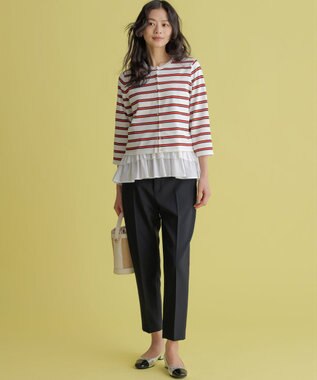 組曲 フリルシャツコンビ ロングTシャツ ホワイト系