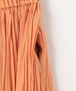 自由区 【接触冷感・洗える】ハンドワッシャープリーツ スカート オレンジ