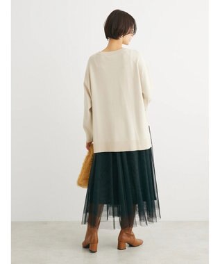 Green Parks もちやわ　ボートネックニットチュニック Light Beige