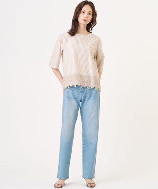J.PRESS LADIES S 【洗える】BASIC STRETCH DENIM ボーイフィット デニム ブリーチ系
