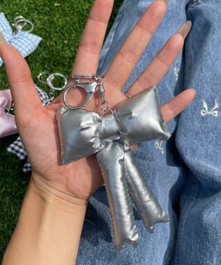 WEGO クッションリボンキーホルダー シルバー