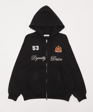 WEGO 【ユニセックスITEM/MLサイズ展開】ナンバリングカットZIPパーカー ブラック