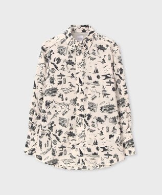 Paul Smith Travel Stories プリント シャツ オフホワイト
