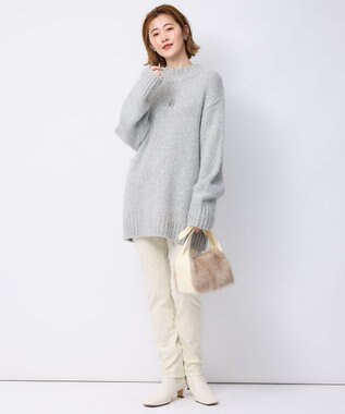 23区 ベビーアルパカ ビッグシルエット ニット ライトグレー系