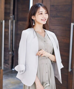 Tiaclasse L 【新色追加・洗える】バックリボン前開きワンピース グレージュ