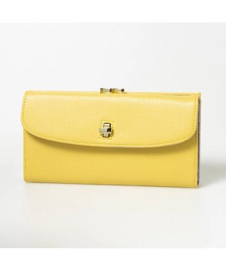 UNBILLION perche カラーコンビレザーかぶせ外がま口長財布 イエロー