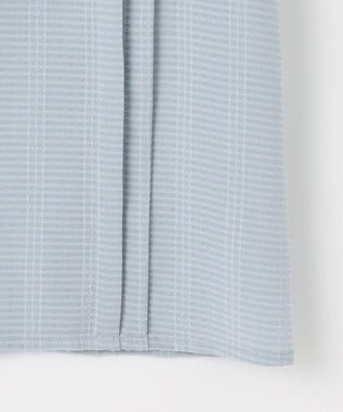 Feroux 【洗える】シャドーチェック ブラウス スカイブルー系2