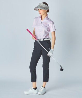 FILA GOLF／marie claire 【Marie claire sports】小花柄ハーフジップ半袖シャツ ピンク