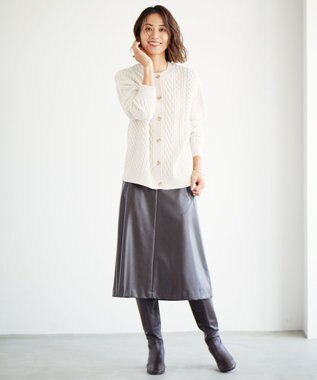 J.PRESS LADIES 【洗える】EIGER CORD カーディガン ホワイト系