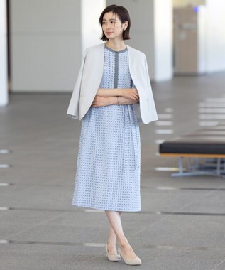 J.PRESS LADIES S 【セットアップ対応・洗える・UVケア・吸水速乾】OXIJEWELストレッチ ノーカラー ジャケット ライトグレー系