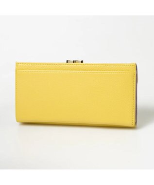 UNBILLION perche カラーコンビレザーかぶせ外がま口長財布 イエロー