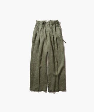 ATON GARMENT DYED LINEN SATIN | ワイドパンツ OLIVE