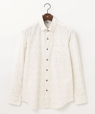 JOSEPH ABBOUD 【ソフトな着心地】ペイズリー柄 コーデュロイシャツ ホワイト系6