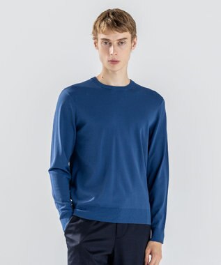 JOSEPH HOMME 【ストレッチ】リュクスレーヨン　クルーネック長袖ニット ブルー系