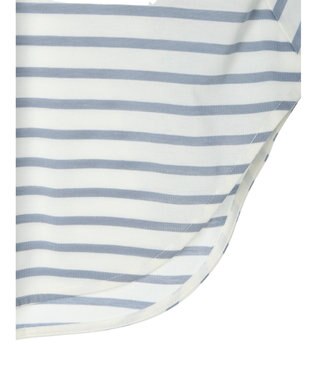 earth music&ecology 襟レースボーダーポンチョ Sax