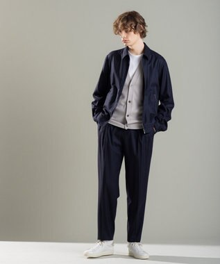 JOSEPH HOMME SAXONY PINSTRIPE ZIP UP JACKET ネイビー系1