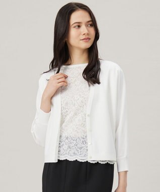 【接触冷感・UVカット・洗える】クレープストレッチニット カーディガン