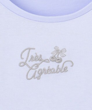 ANY KIDS リボン×チュール 七分袖Tシャツ サックスブルー