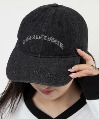 WEGO オールドイングリッシュロゴキャップ デニムブラック