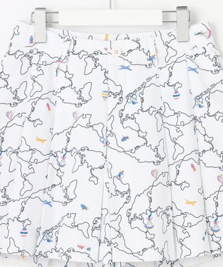 23区GOLF 【WOMEN】ワールドマップ柄 ボックスプリーツ入り キュロットスカート ホワイト系5