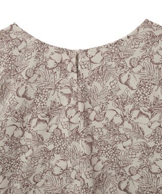 YECCA VECCA ラインフルーツ柄ラッフルブラウス Beige